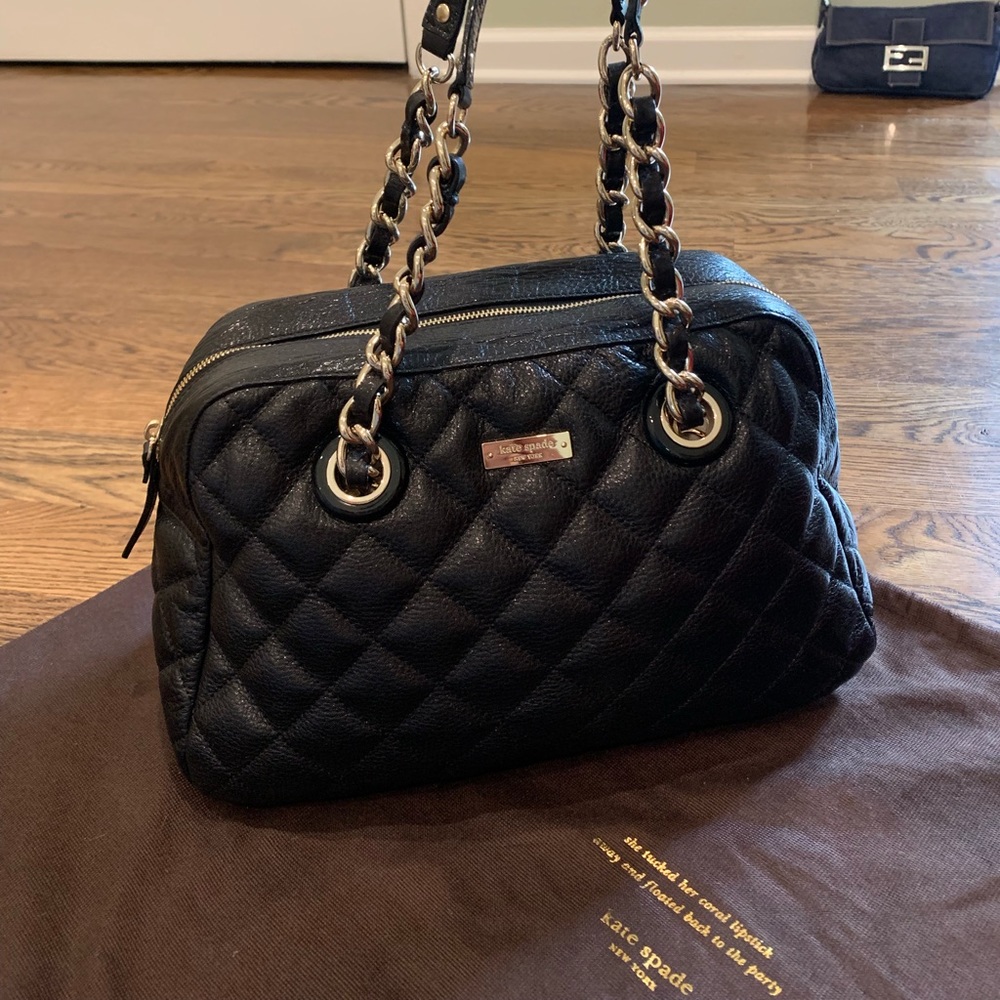 Kate Spade black quilted leather handbag